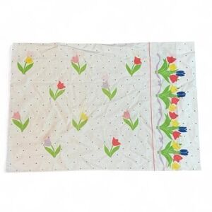 Vintage Cannon Tulip Spring Floral Print Medley pillowcase from 1970s-1980s